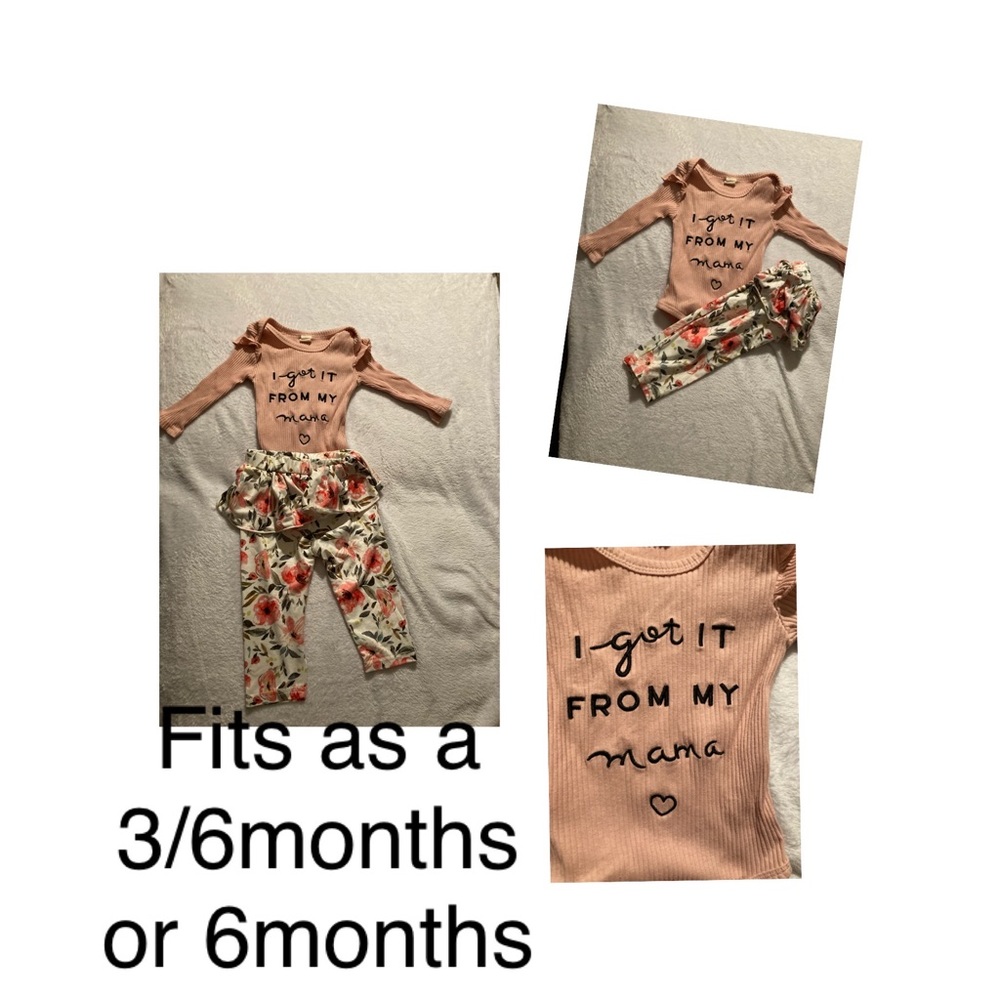 Babygirl fits as 3/6 months or 6 months ‘I got it from my mama’ adorable outfit